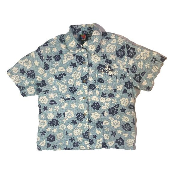 Y2K Mickey Unlimited Floral Print Button Up - Picture 1 of 4